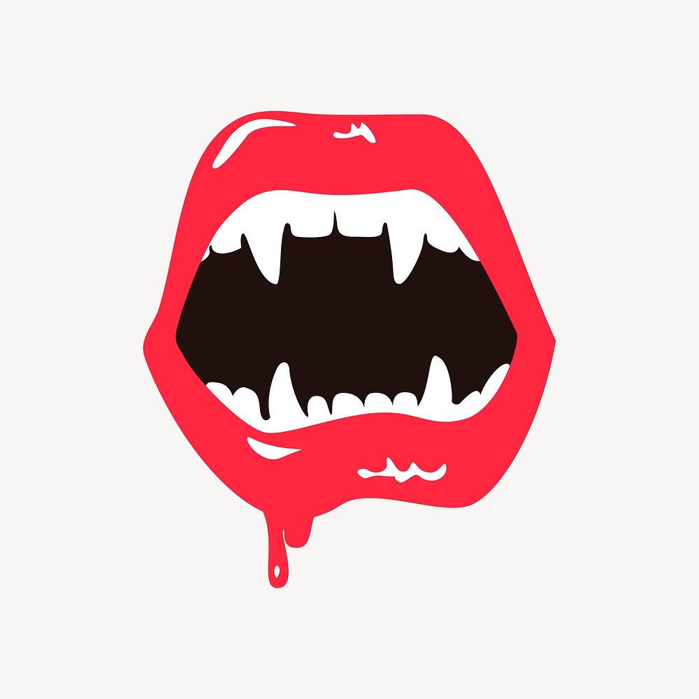 Vampire fangs sticker, Halloween illustration | Free Vector - rawpixel