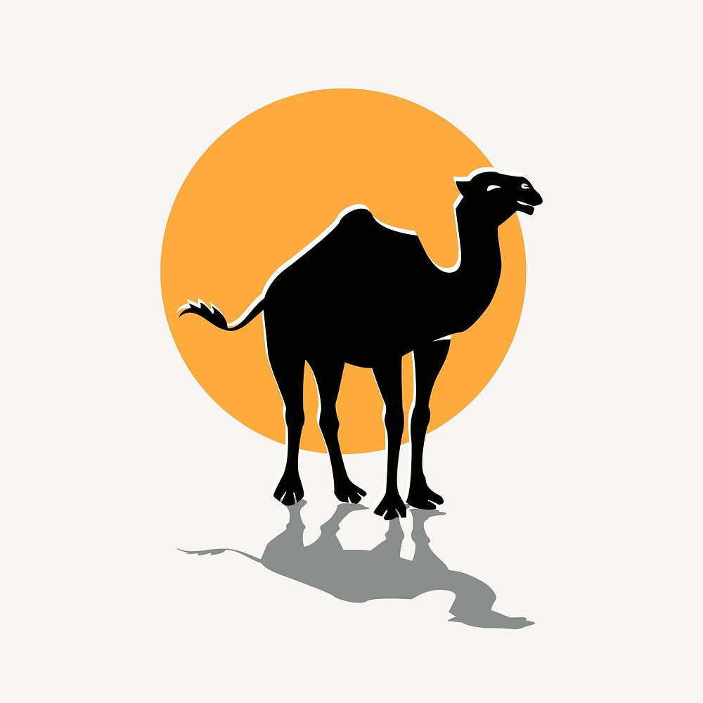Camel sticker, desert animal illustration vector. Free public domain CC0 image.