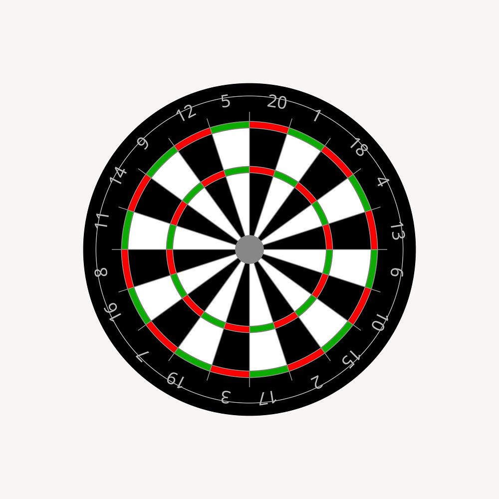 Dartboard sticker, entertainment illustration vector. Free public domain CC0 image.