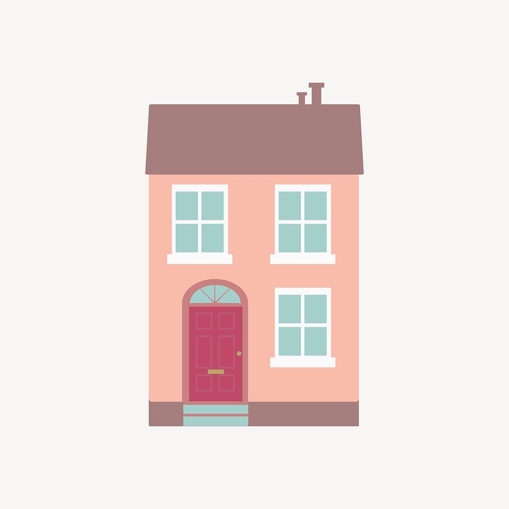 Cartoon house sticker, architecture illustration vector. Free public domain CC0 image.