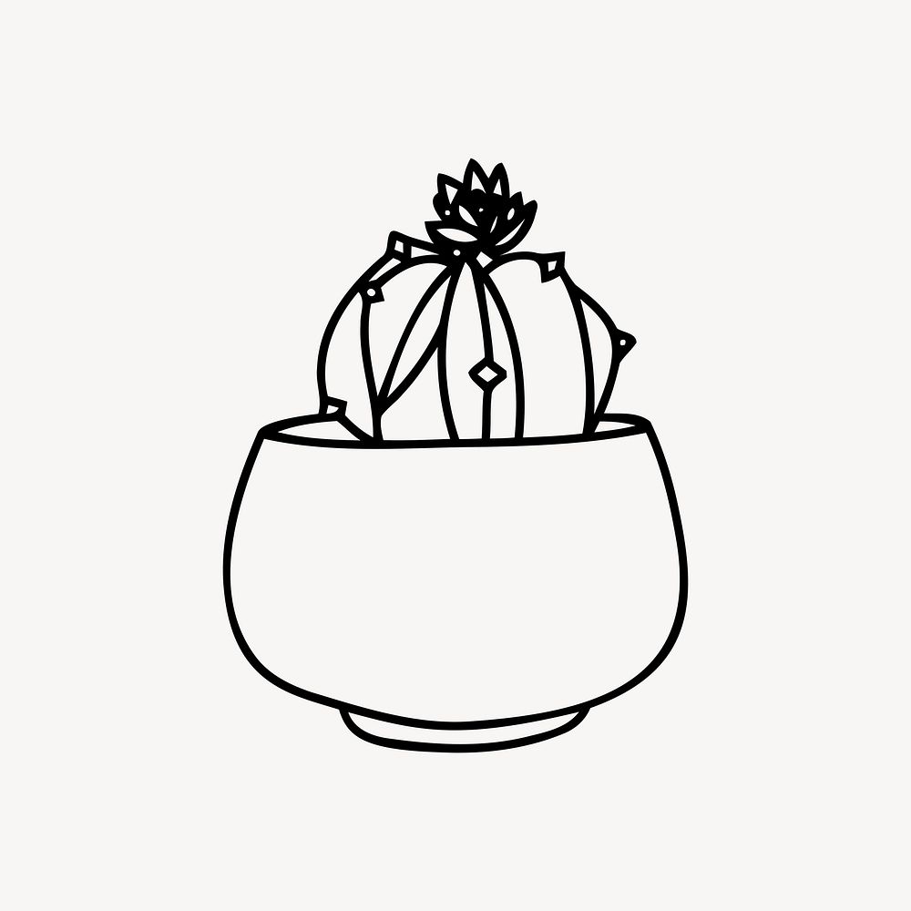 Potted cactus drawing, house plant illustration vector. Free public domain CC0 image.
