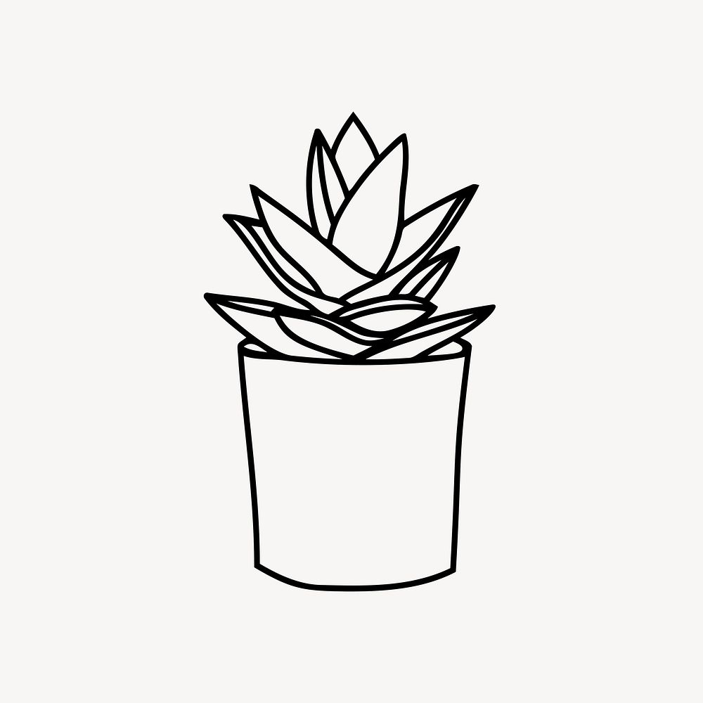Potted succulent drawing, house plant illustration vector. Free public domain CC0 image.