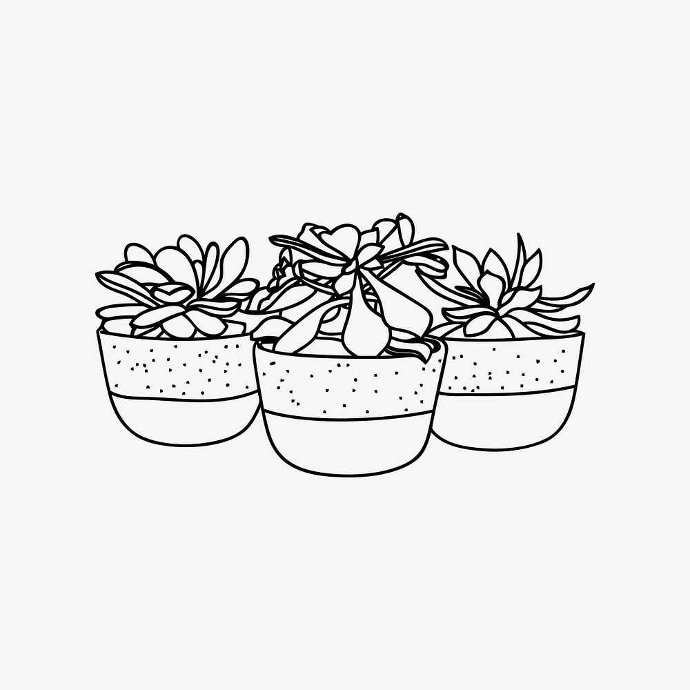 Minimal potted plant drawing, line art illustration vector. Free public domain CC0 image.