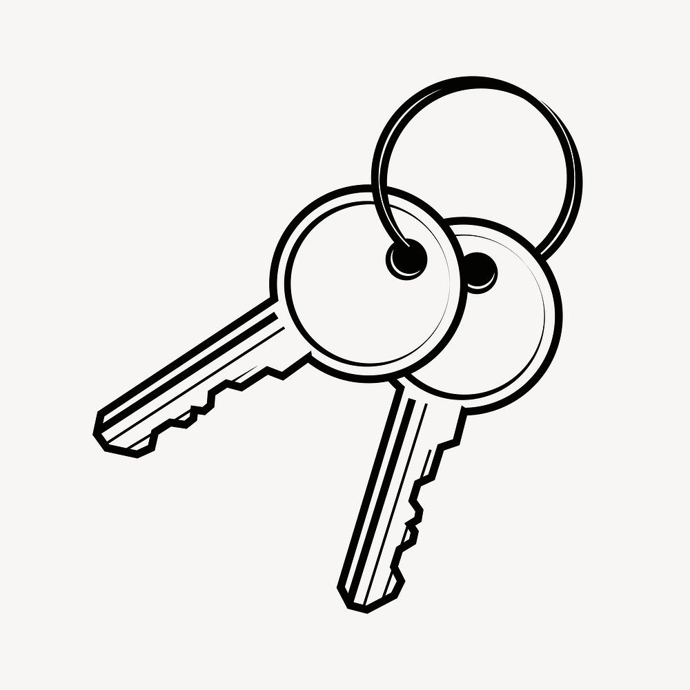 Keys drawing, object illustration vector. Free public domain CC0 image.