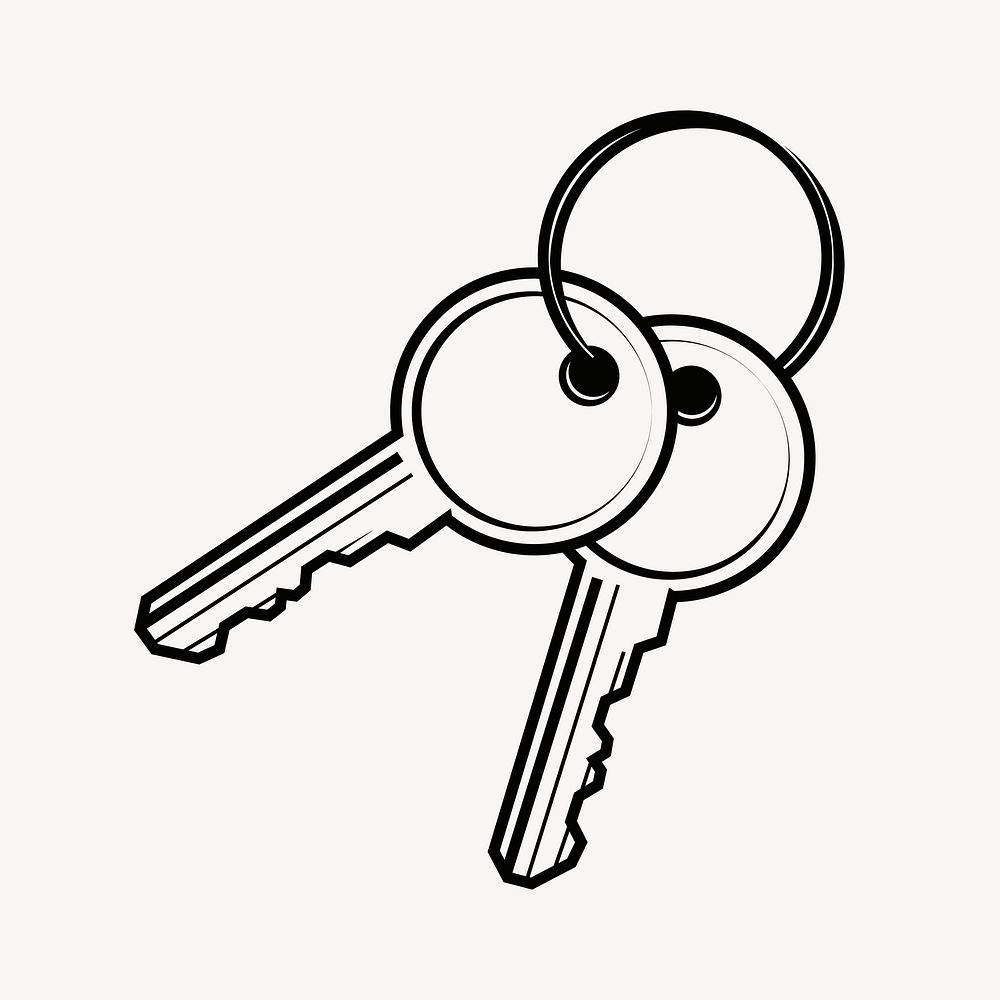 Keys drawing, object illustration psd. Free public domain CC0 image.