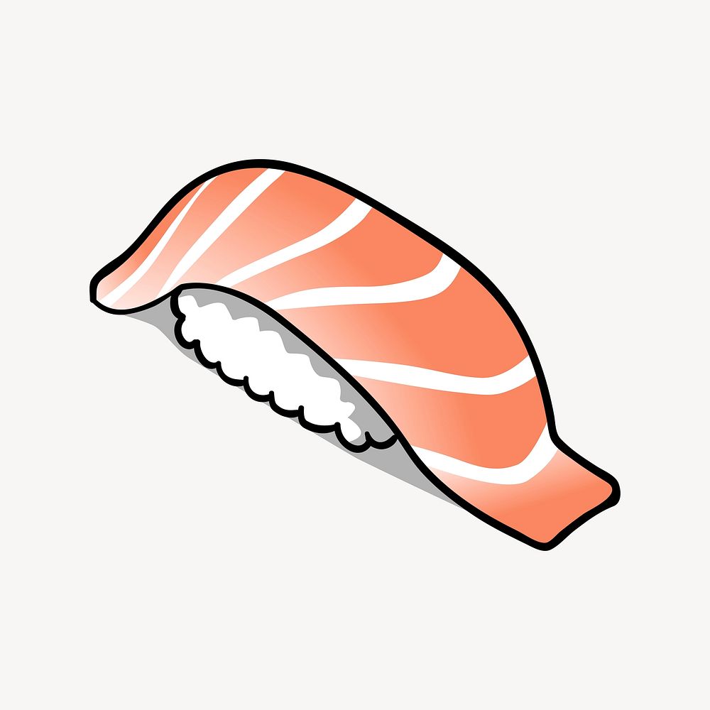 Salmon sushi sticker, Japanese food illustration vector. Free public domain CC0 image.
