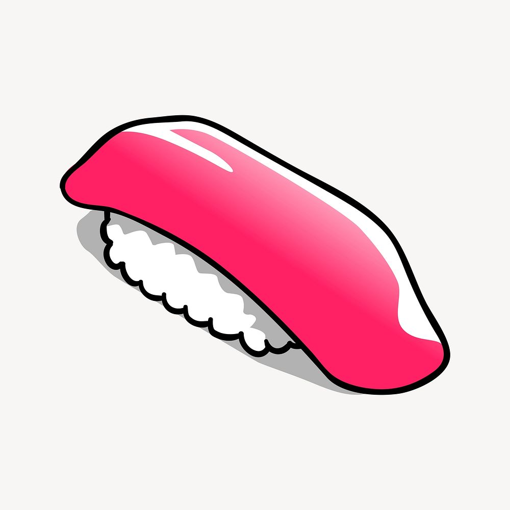 Tuna salmon sticker, Japanese food illustration vector. Free public domain CC0 image.
