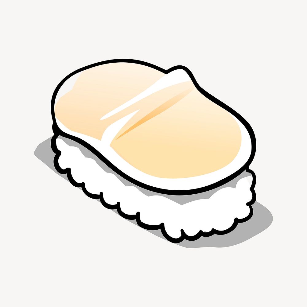 Scallop sushi clipart, Japanese food illustration psd. Free public domain CC0 image.