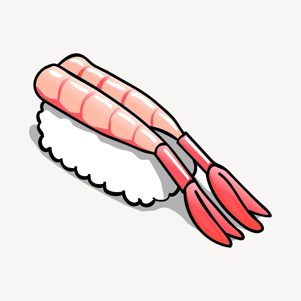 Sweet shrimp sushi clipart, Japanese food illustration. Free public domain CC0 image.