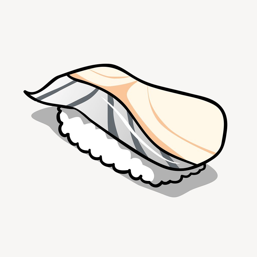 Mackerel sushi clipart, Japanese food illustration. Free public domain CC0 image.