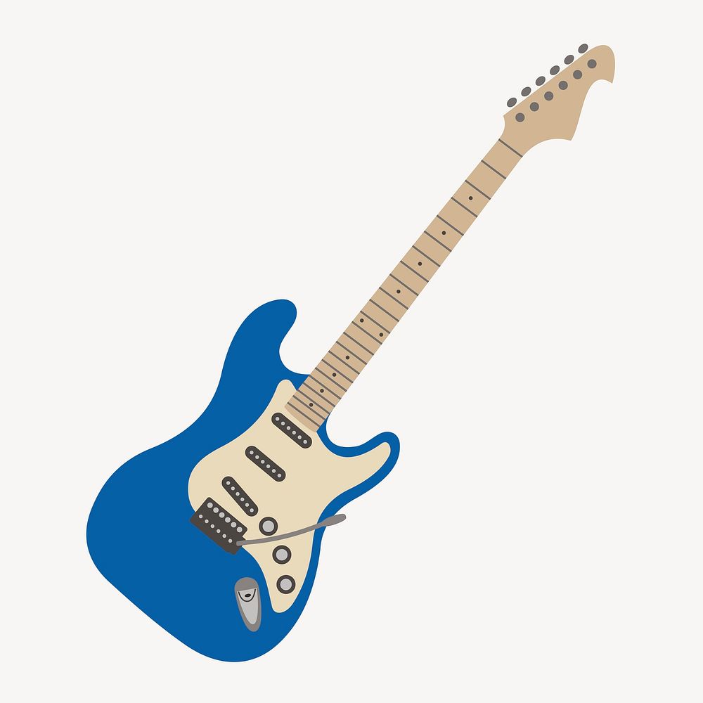 Electric guitar sticker, musical instrument illustration vector. Free public domain CC0 image.
