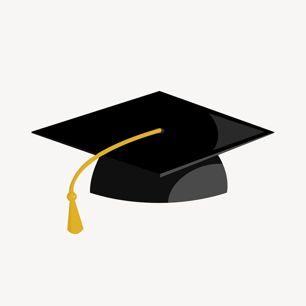 Graduation cap sticker, stationery illustration vector. Free public domain CC0 image.