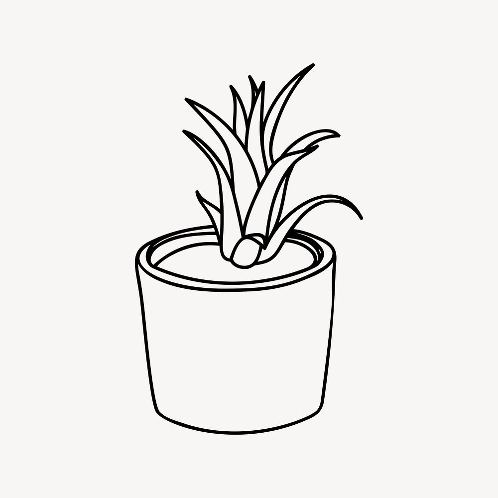 Minimal potted plant drawing, line art illustration. Free public domain CC0 image.