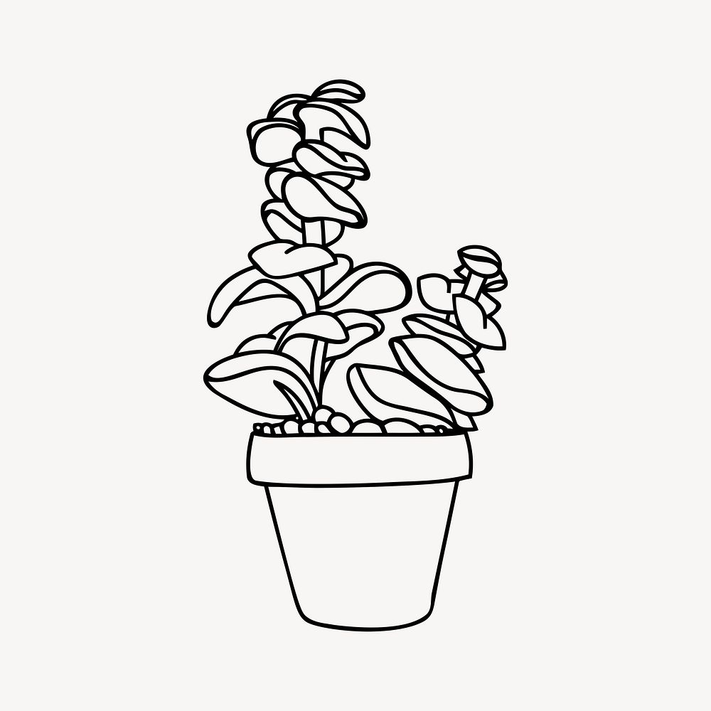 Minimal potted plant drawing, line art illustration. Free public domain CC0 image.