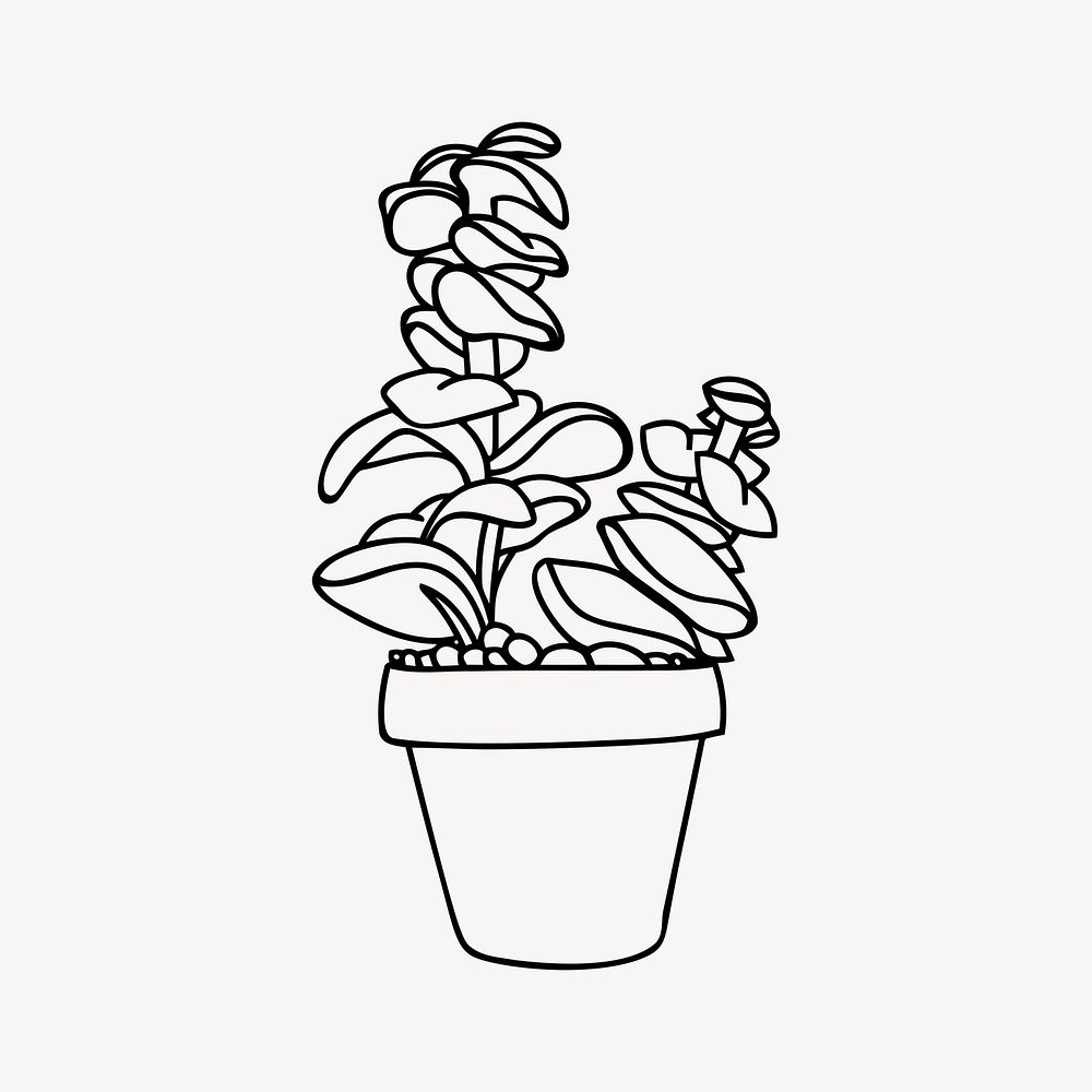 Minimal potted plant drawing, home decor illustration psd. Free public domain CC0 image.