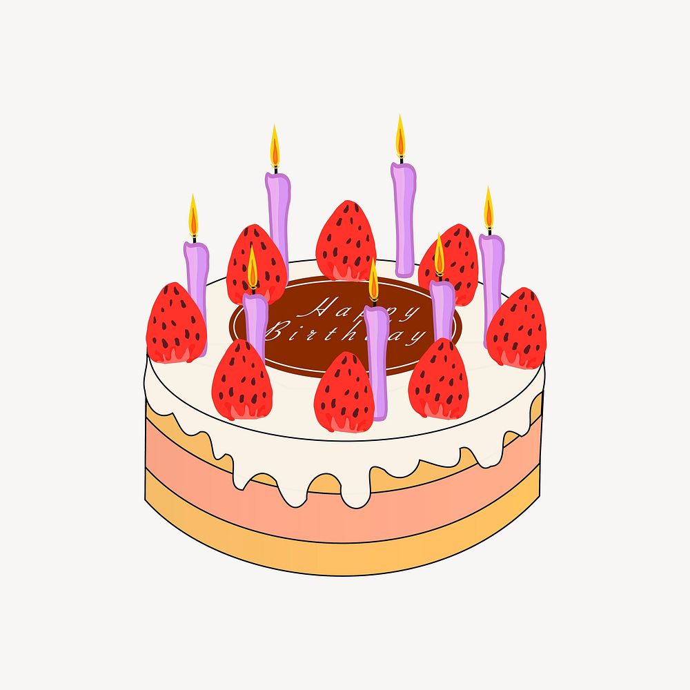 Birthday cake sticker, celebration illustration vector. Free public domain CC0 image.