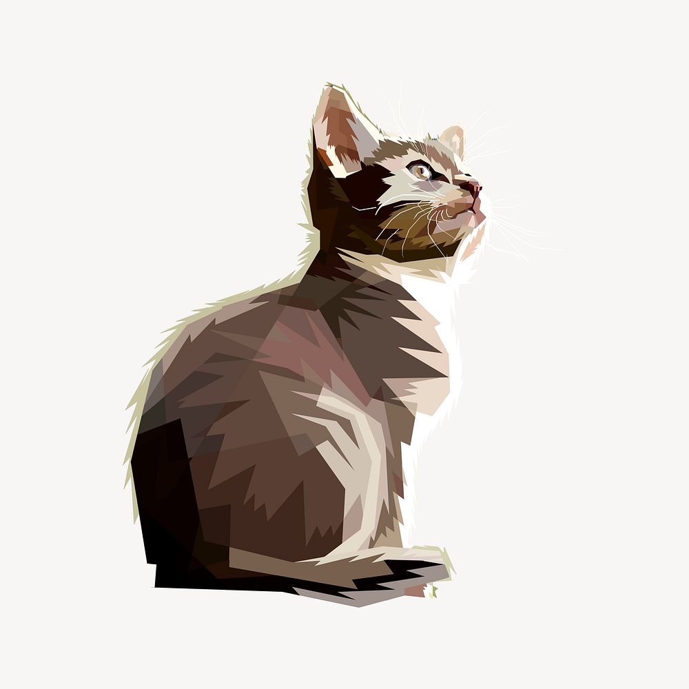 Cute kitten clipart, animal illustration. Free public domain CC0 image.