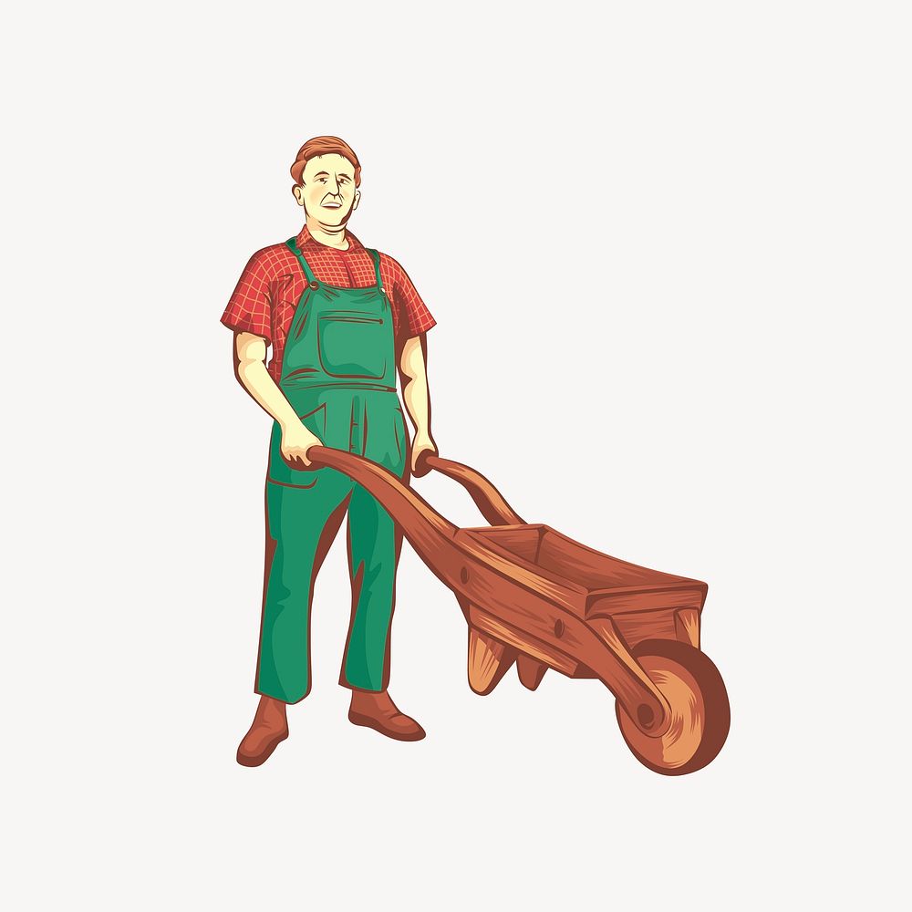 Male farmer sticker, job illustration vector. Free public domain CC0 image.