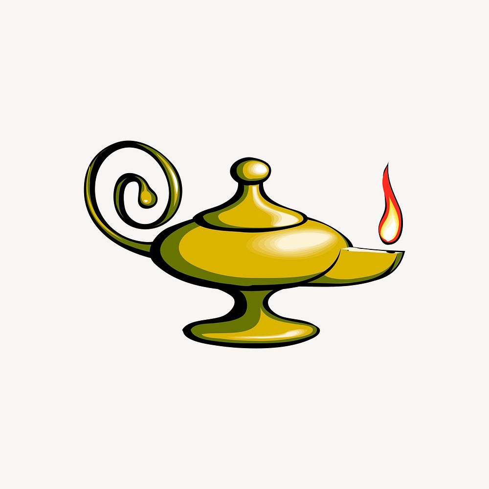 Golden lamp sticker, object illustration vector. Free public domain CC0 image.
