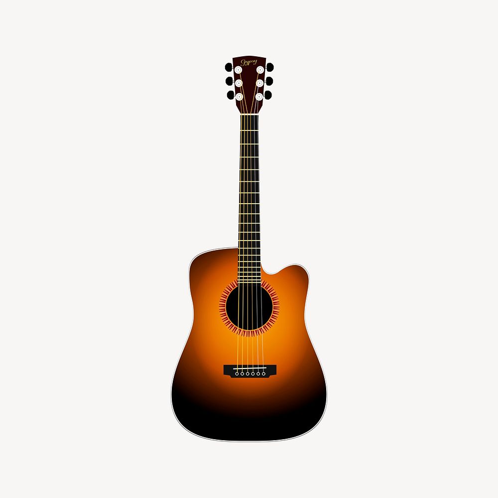Acoustic guitar clipart, musical instrument illustration psd. Free public domain CC0 image.