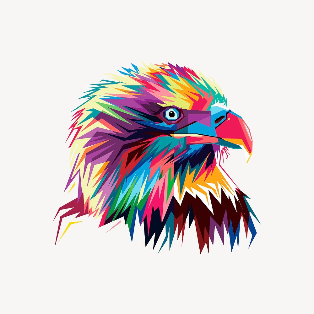 Colorful eagle clipart, animal illustration psd. Free public domain CC0 image.