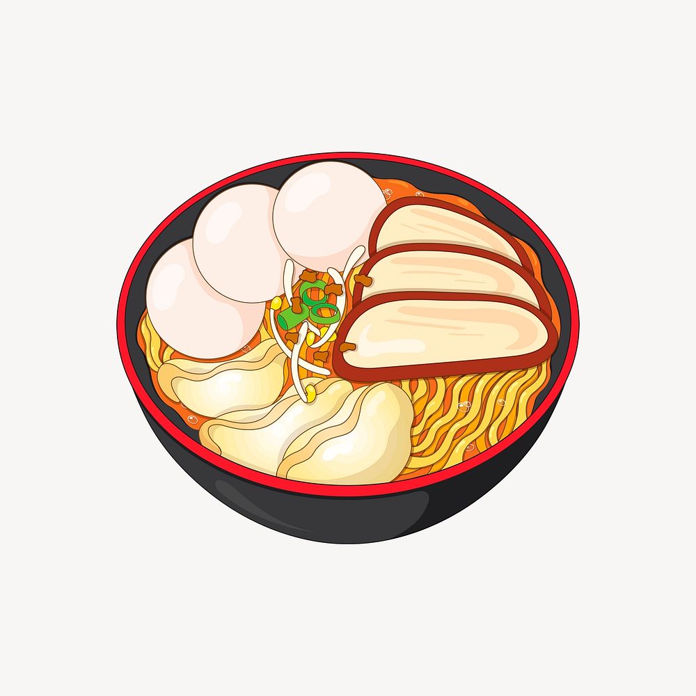 Ramen noodle clipart, Japanese food illustration psd. Free public domain CC0 image.
