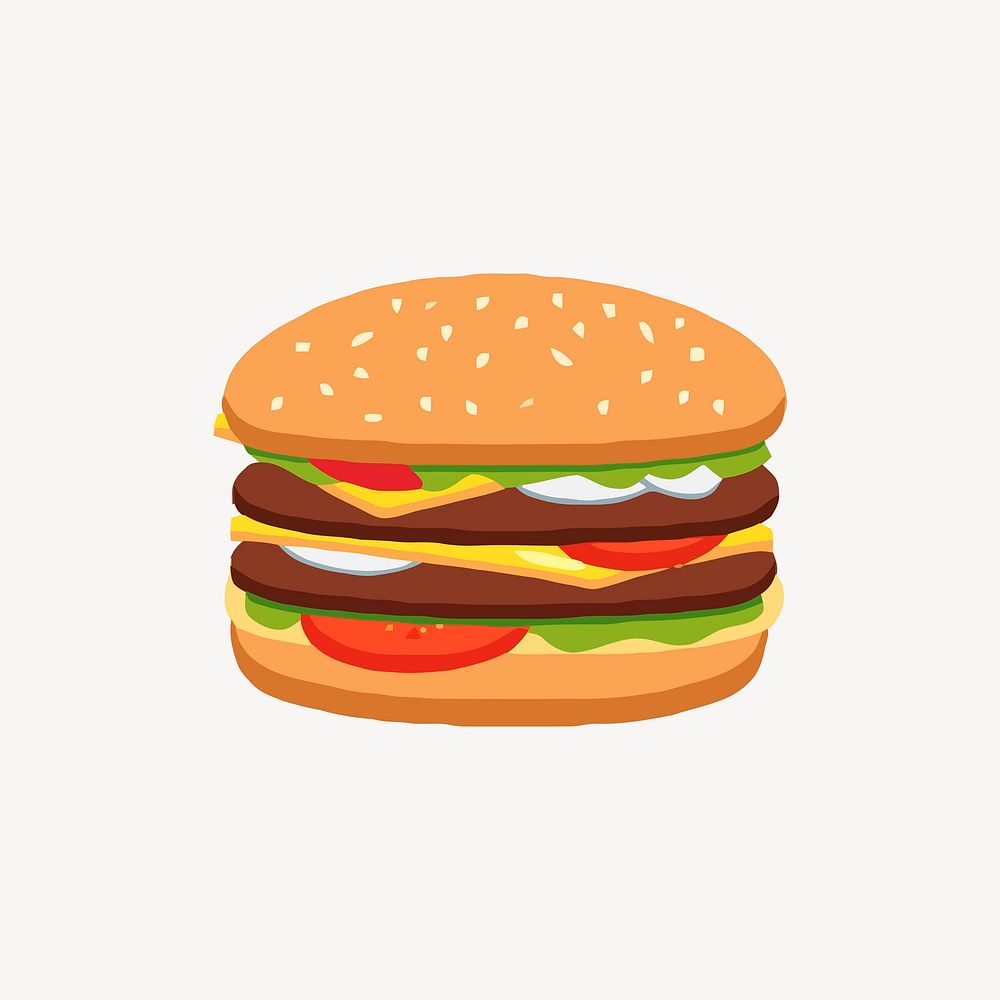 Hamburger sticker, fast food illustration vector. Free public domain CC0 image.
