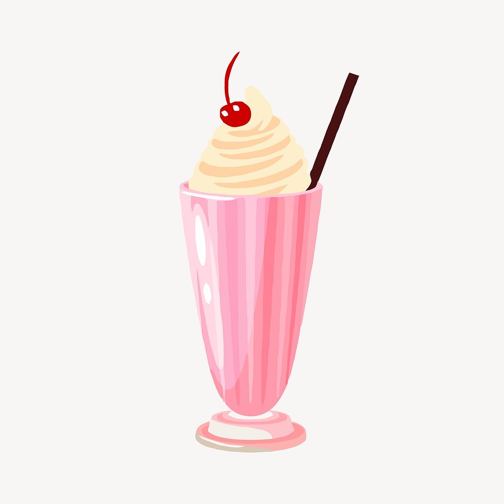 Strawberry milkshake clipart, drinks illustration psd. Free public domain CC0 image.