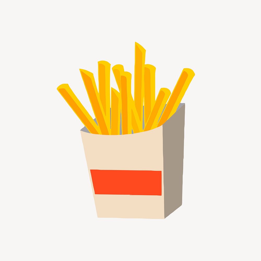 French fries sticker, fast food illustration vector. Free public domain CC0 image.