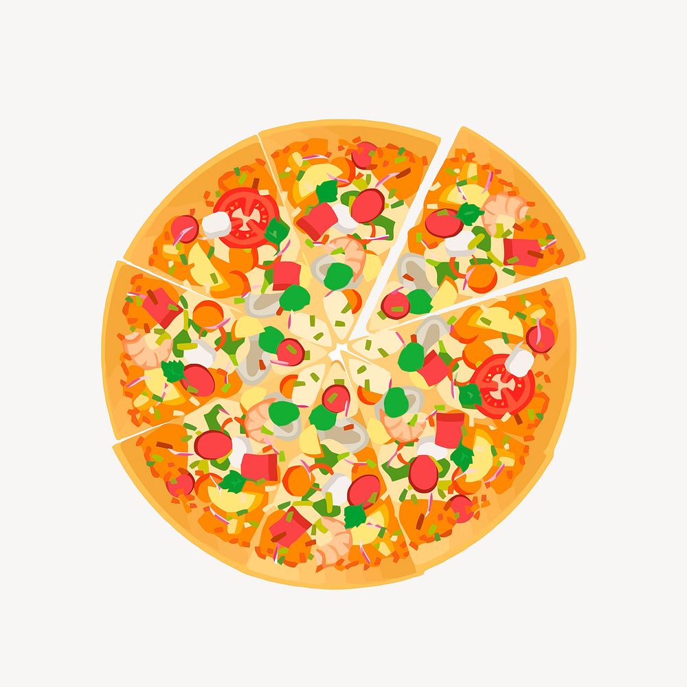 Pizza sticker, fast food illustration vector. Free public domain CC0 image.