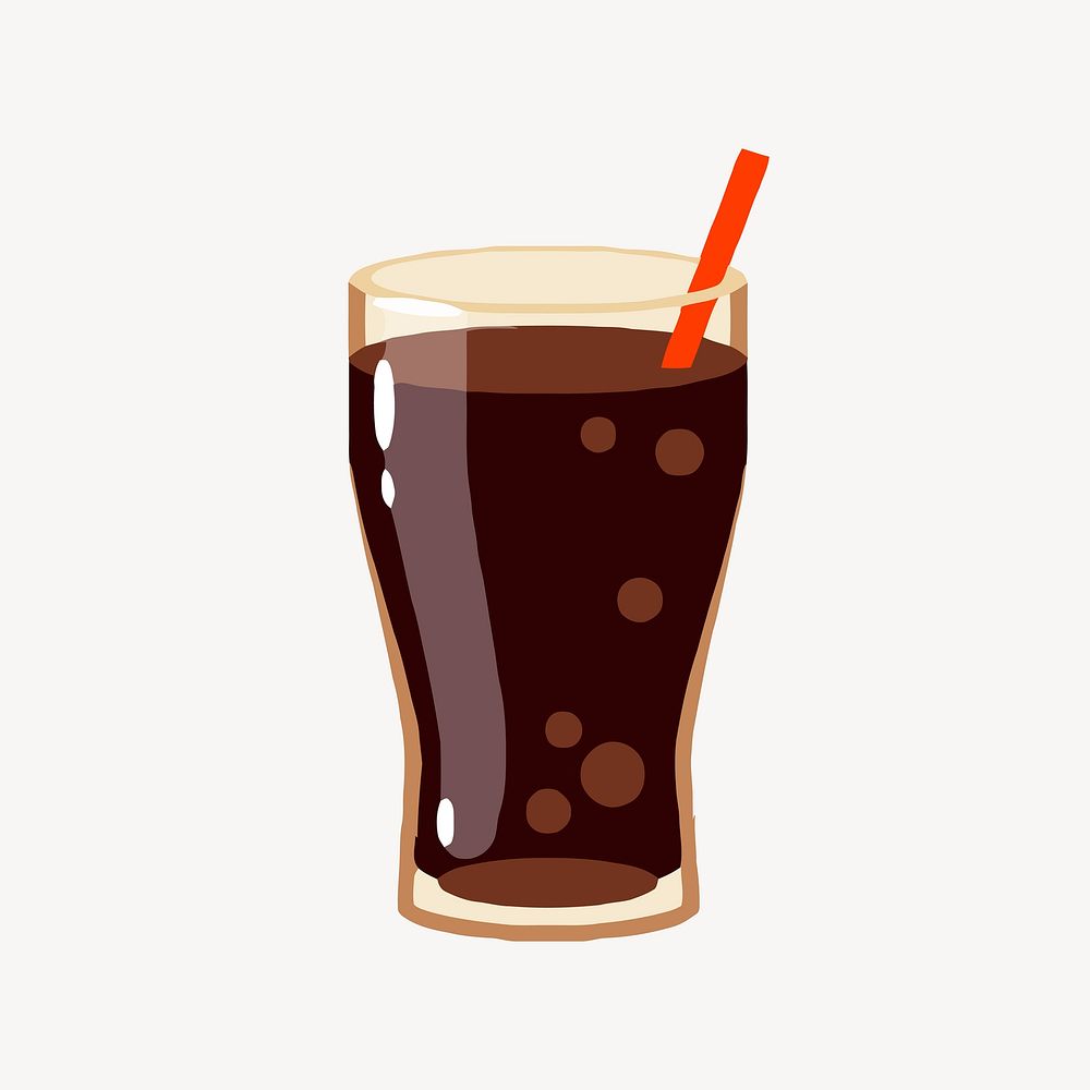 Cola glass sticker, beverage illustration vector. Free public domain CC0 image.