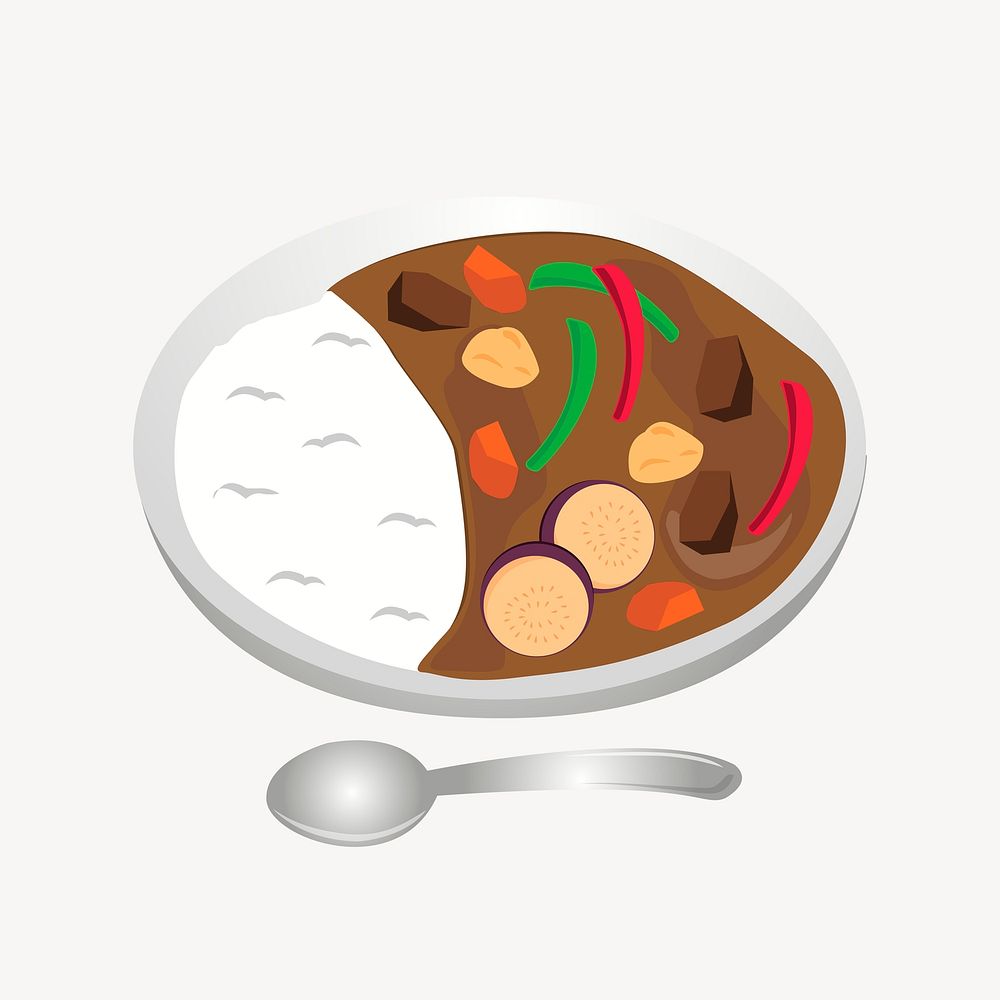 Japanese curry clipart, Asian food illustration psd. Free public domain CC0 image.