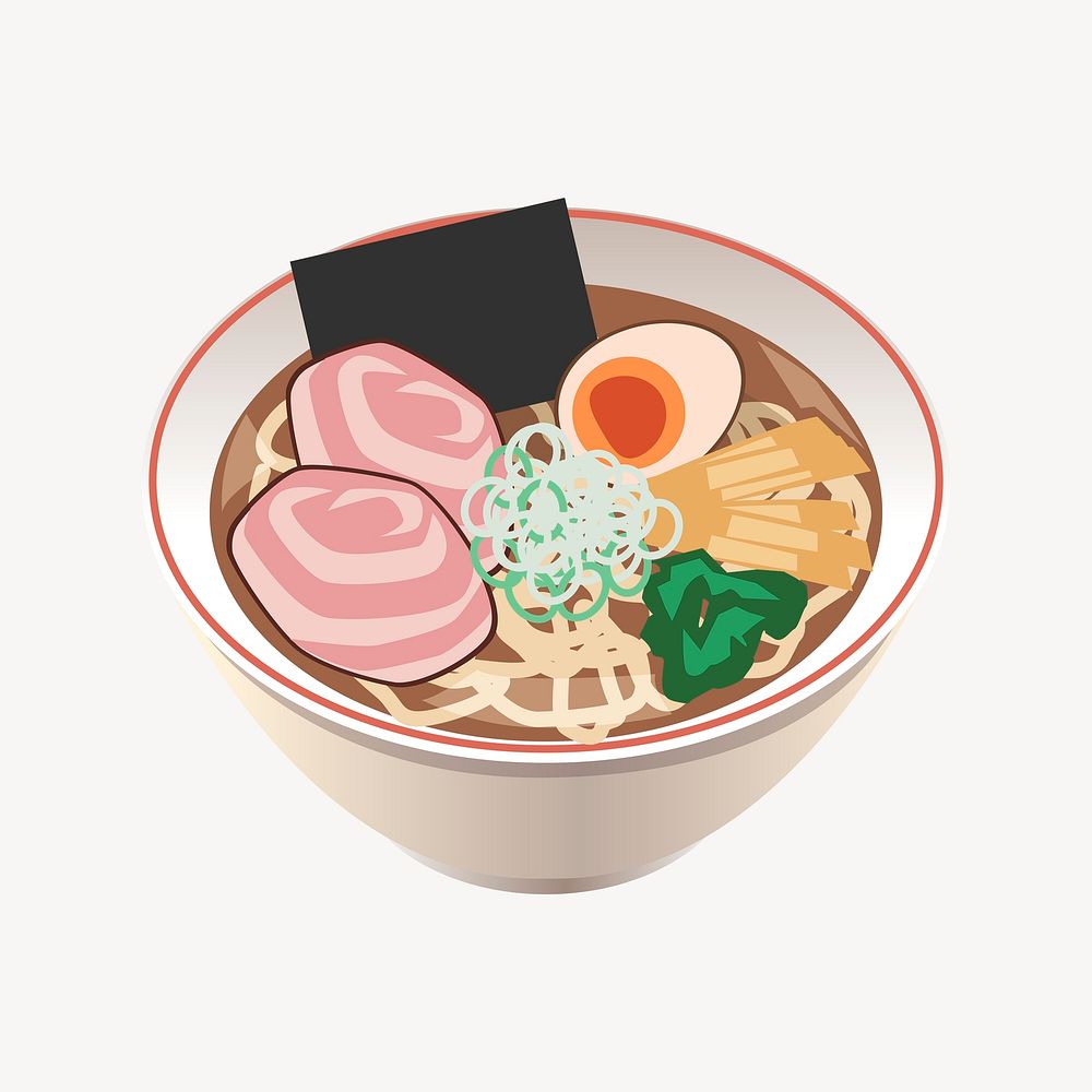 Ramen noodle clipart, Japanese food illustration. Free public domain CC0 image.