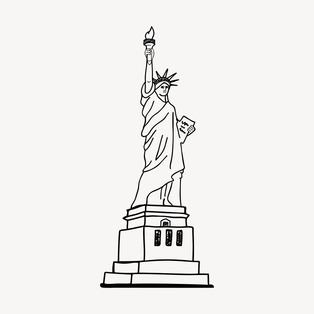 Statue of Liberty drawing, landmark illustration vector. Free public domain CC0 image.