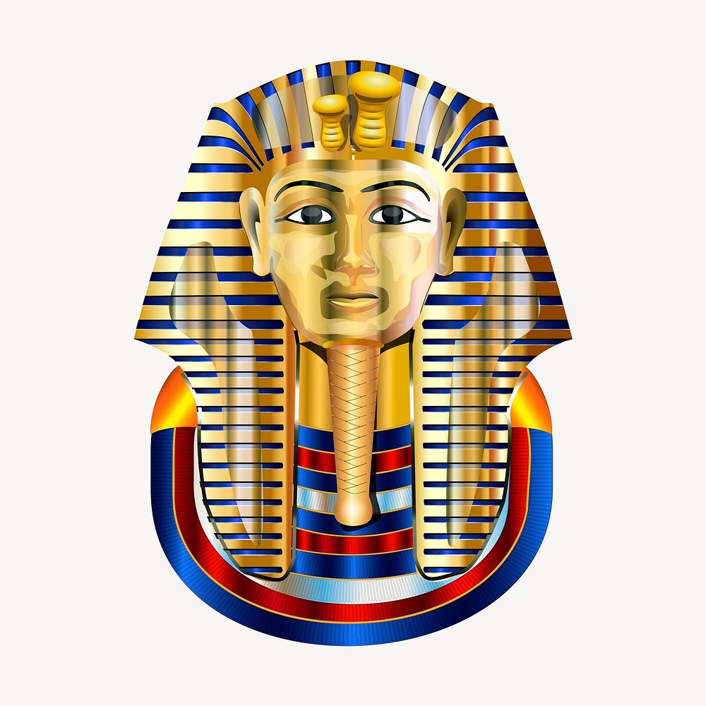 Mask of Tutankhamun clipart, Egyptian illustration psd. Free public domain CC0 image.