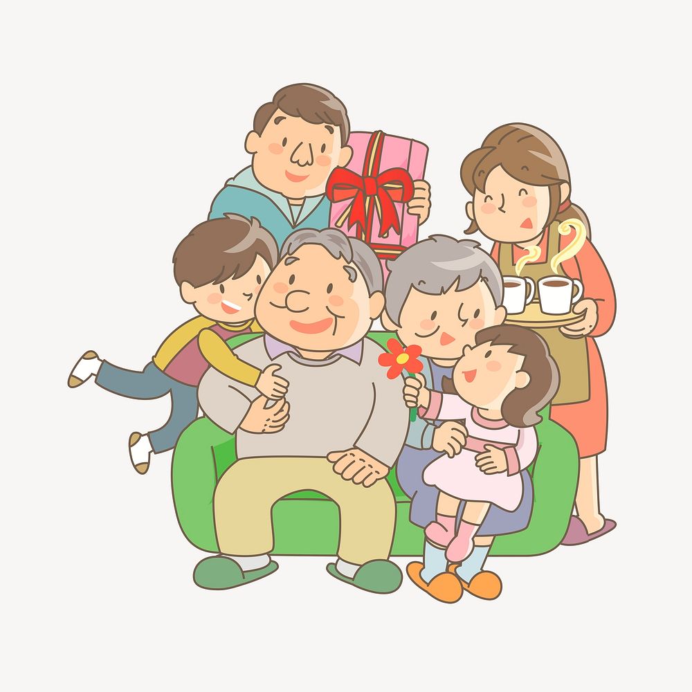 Cute family clipart, cartoon illustration psd. Free public domain CC0 image.