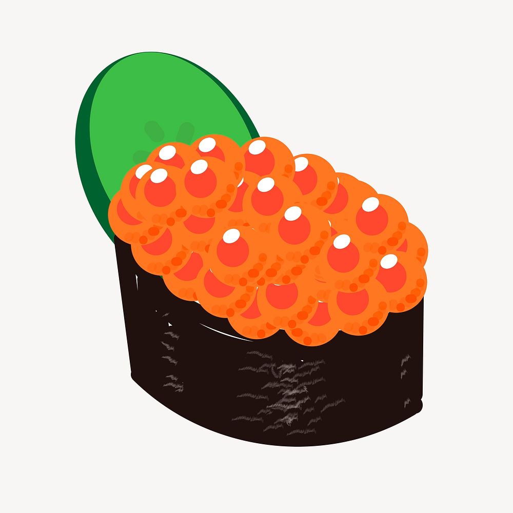 Salmon roe sushi clipart, Japanese food illustration psd. Free public domain CC0 image.