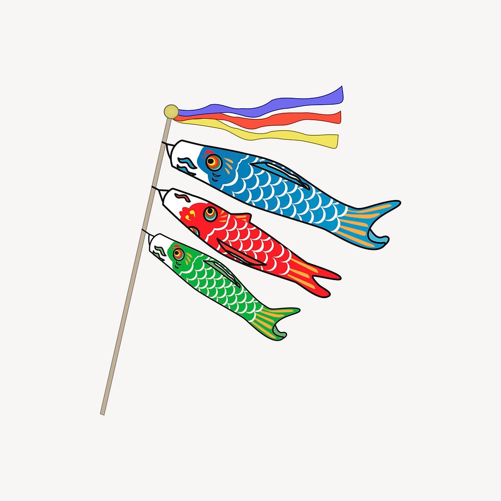 Carp streamers sticker, Koinobori illustration vector. Free public domain CC0 image.