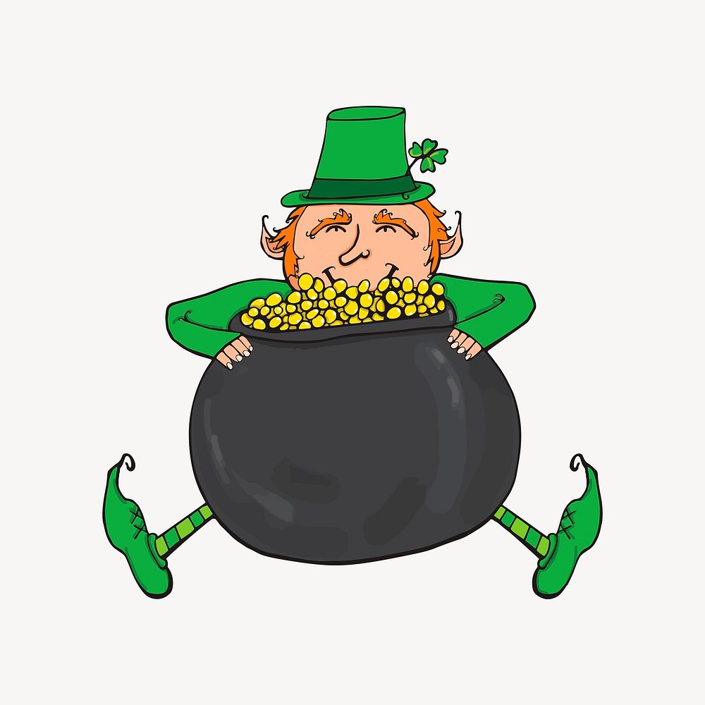 Leprechaun Irish mythical creature sticker, Saint Patrick's celebration illustration vector. Free public domain CC0 image.