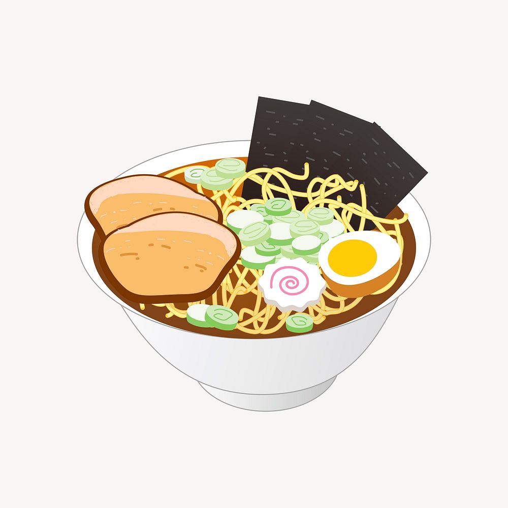 Ramen noodle clipart, Japanese food illustration. Free public domain CC0 image.