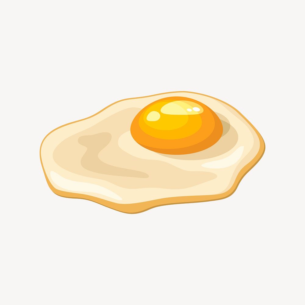 Fried egg sticker, breakfast food illustration vector. Free public domain CC0 image.