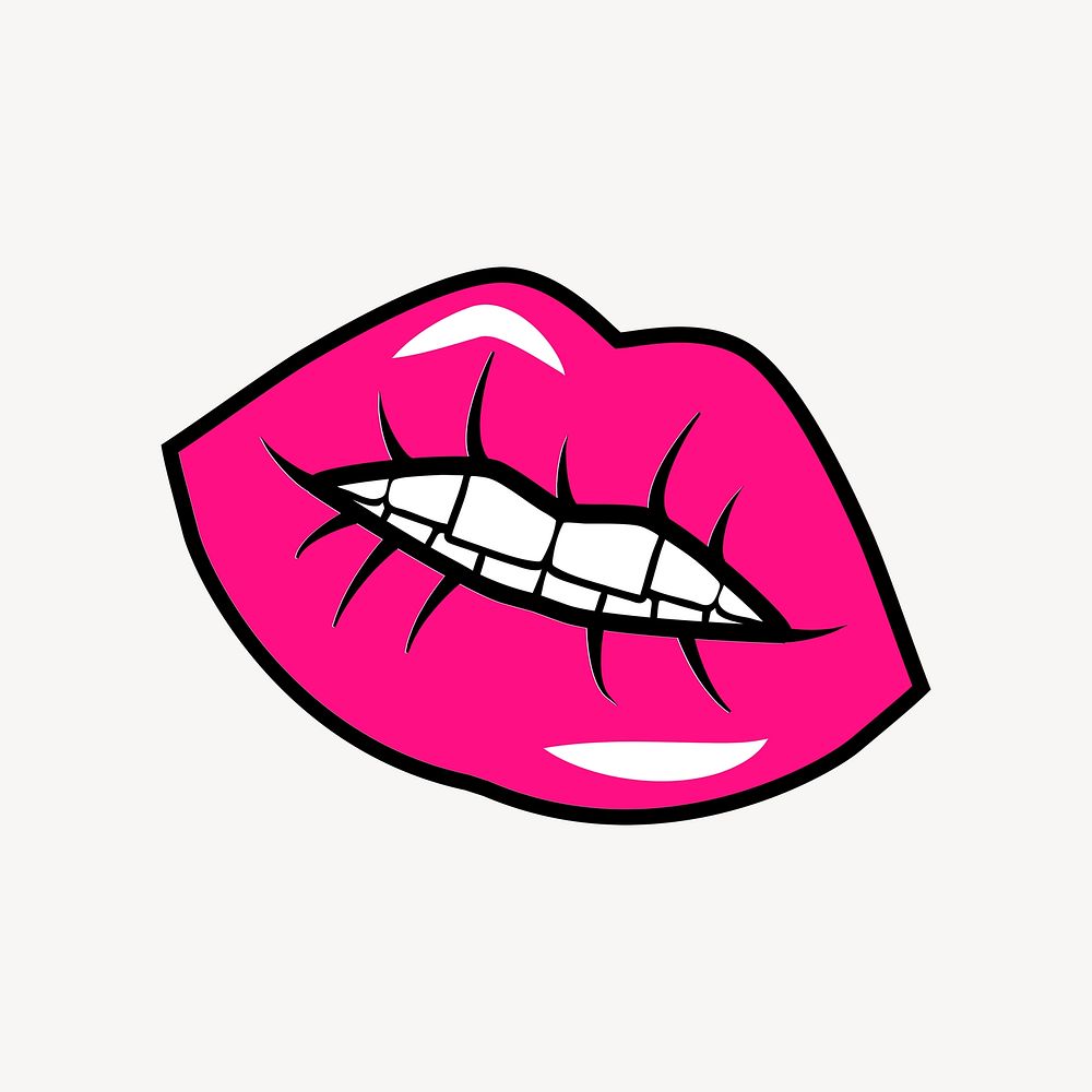 Pink lips clipart, Valentine's illustration. Free public domain CC0 image.
