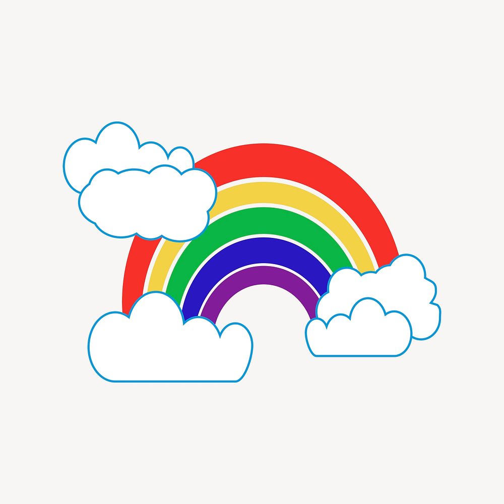 Rainbow clipart, cartoon illustration psd. Free public domain CC0 image.