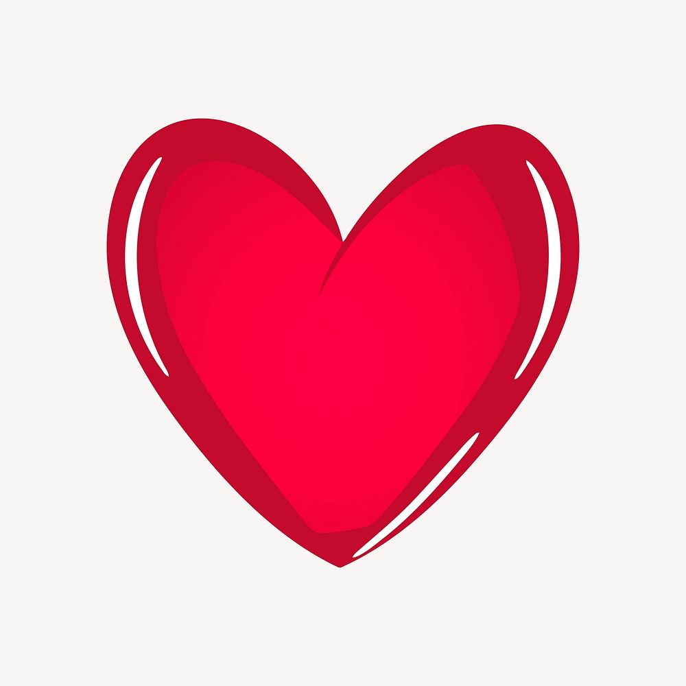 Red heart sticker, Valentine's illustration vector. Free public domain CC0 image.