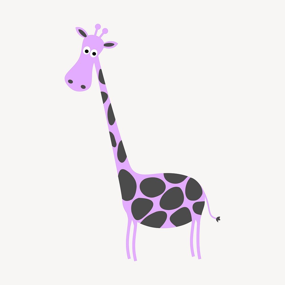 Purple giraffe sticker, animal illustration vector. Free public domain CC0 image.