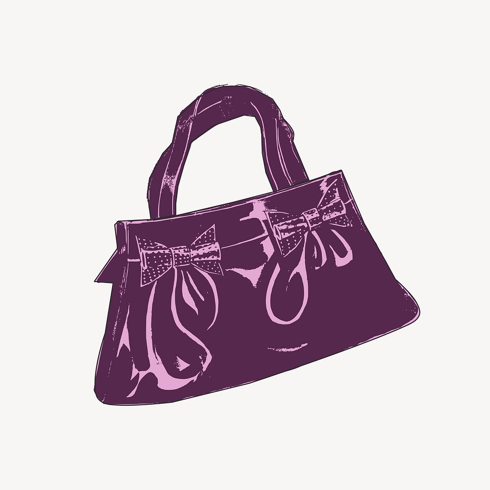 Purple handbag sticker, fashion illustration vector. Free public domain CC0 image.