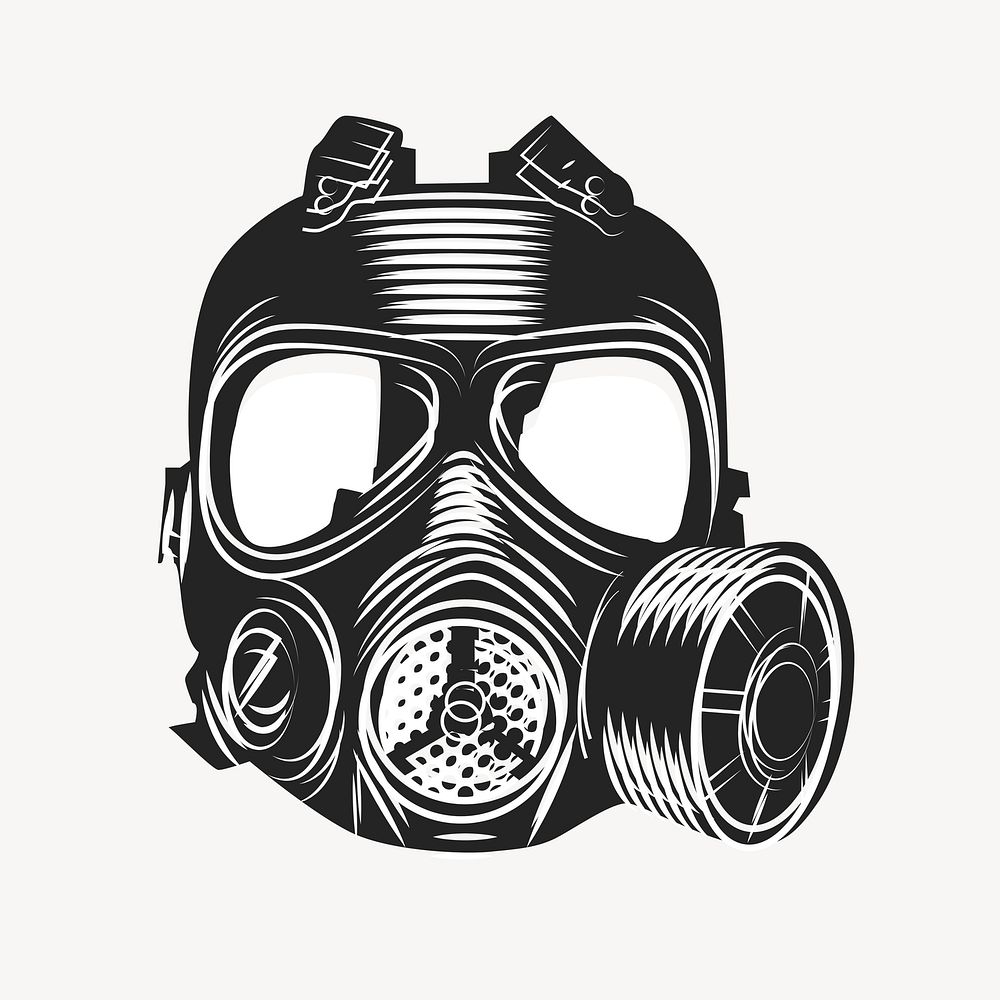Gas mask drawing, protective equipment illustration. Free public domain CC0 image.