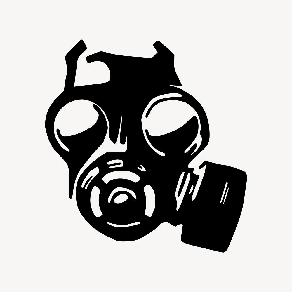Gas mask drawing, protective equipment illustration vector. Free public domain CC0 image.