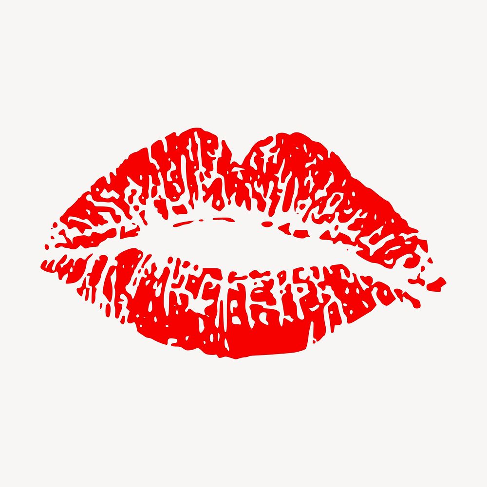 Red lips stain clipart, Valentine's illustration vector. Free public domain CC0 image.