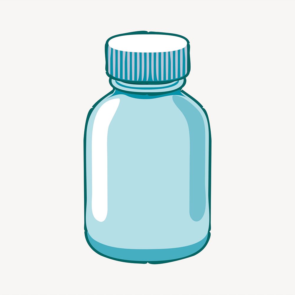 Medicine bottle clipart, object illustration. Free public domain CC0 image.
